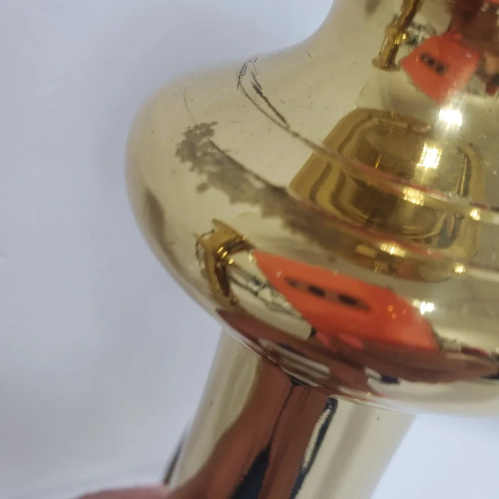 Vintage Brass Candlestick‎ Holders Pair with Attached Snuffers Gold Large 11.75